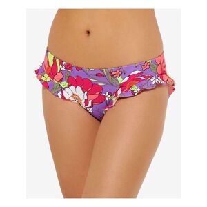 HULA HONEY Women's Multi Color Brief-Fit Impressionist Bikini Swimsuit Bottom XS
